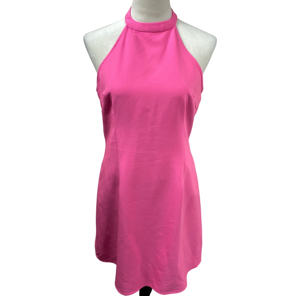 Jenn & Jo‎ Halter Dress Party Cocktail Tie Back Sleeveless Pink L
